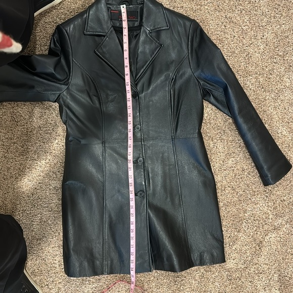 Phase Two Vintage Notch Collar Genuine Leather Long Jacket with back split - Picture 11 of 14